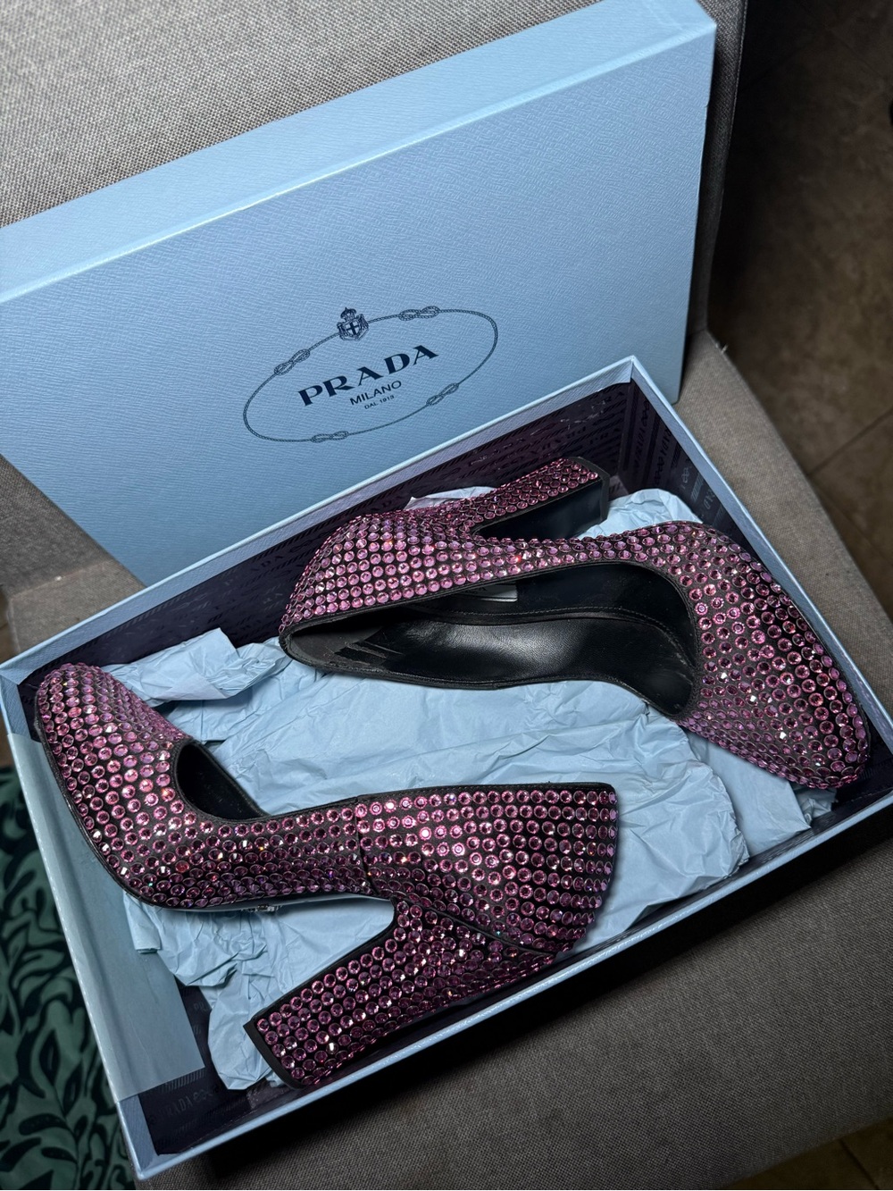 Prada Pink Crystal Calzature Donna Pumps